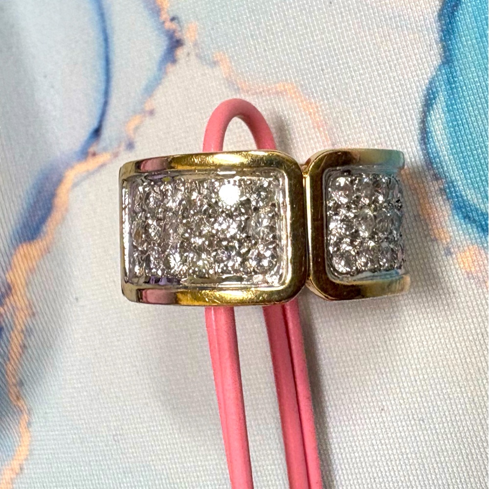 14k White and Yellow Gold Diamond Band Ring - Picture 6 of 6